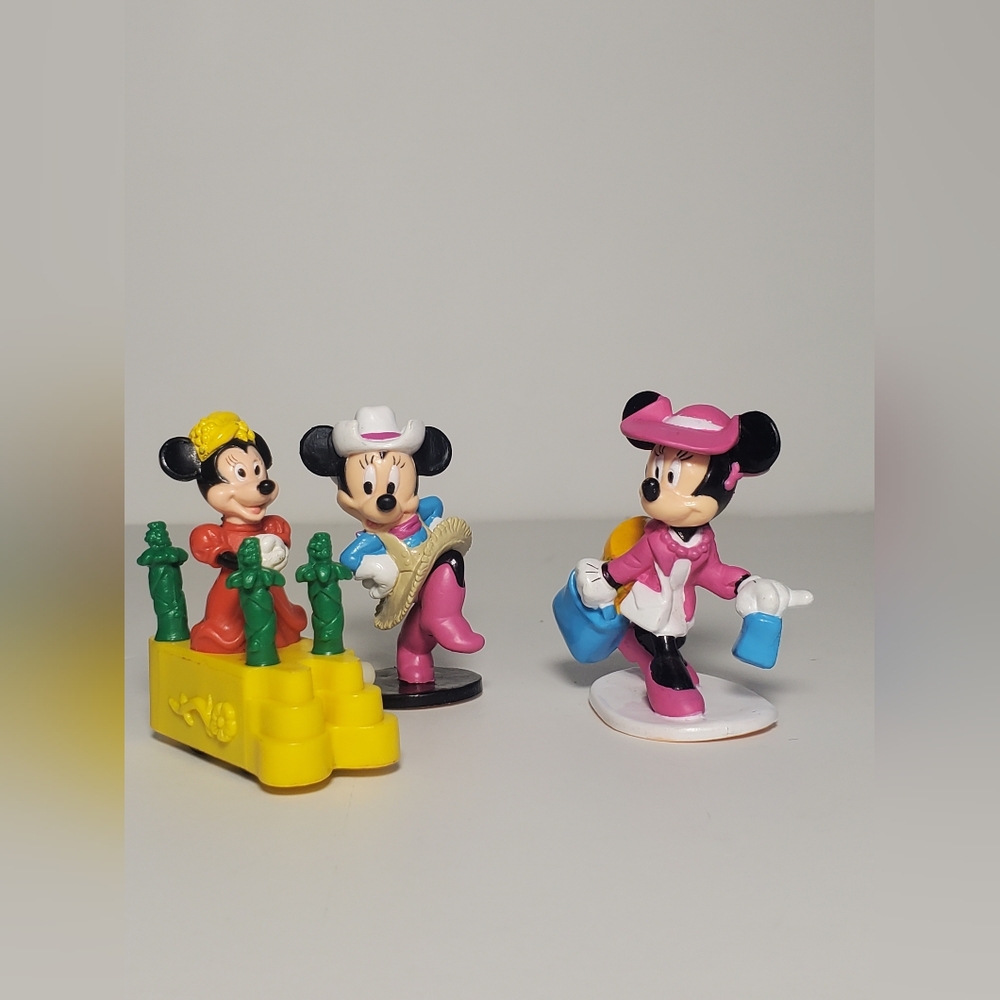 3 Vintage Applause Disney Minnie Mouse Shopping and Cowgirl Minnie Mouse PVC